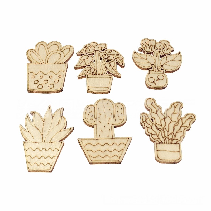 Cactus Mix Pot - 50 Piezas de Adornos de Madera
